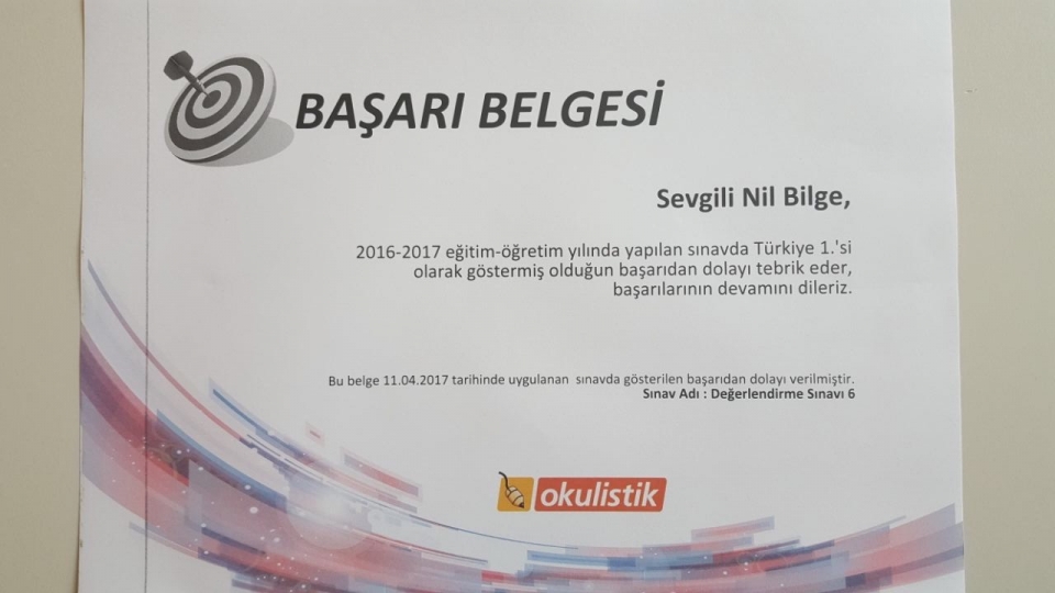 Ankara Incek Okyanus Koleji Ortaokul Fotograf Incek Kampusu Ogrencimiz Bilge Okulistik Sinavi Turkiye 1 Si Oldu