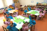 Güneşli Okyanus Koleji Okul Öncesi Yunuslar Grubu Balon Baskısı Yapıyor