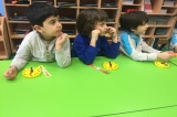 Halkalı Okul Öncesi Gökkuşağı Grubu Öğrencileri Okuma Yazma Dersinde;