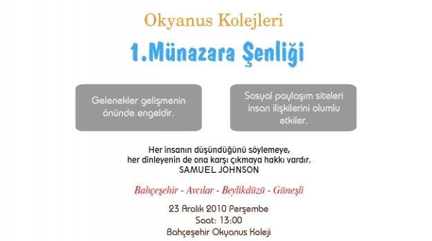1.Münazara Şenliği Yarı Finali 23 Aralıkta