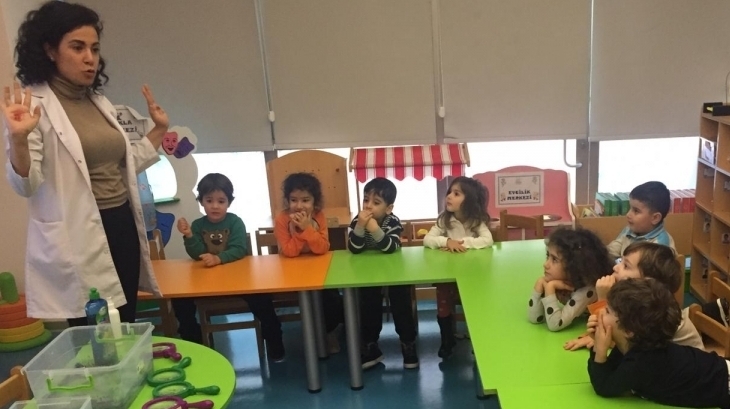 Beykent Okyanus Koleji Okul Öncesi Çiçekler Sınıfı Fen Doğa Etkinliğinde