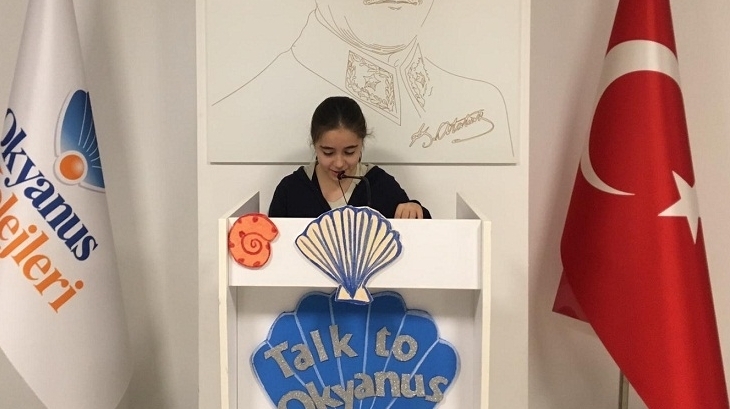 Eryaman Okyanus Koleji Ortaokul Kademesi Öğrencileri Talk to Okyanus etkinliğinde konuştu.