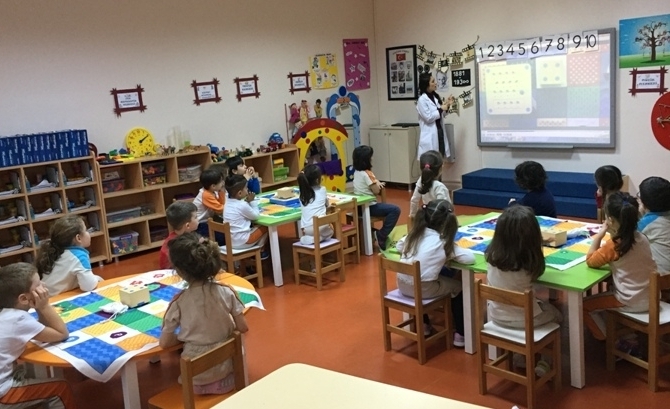 Güneşli Okyanus Koleji Okul Öncesi Gökkuşağı Grubu Kodlama Dersinde