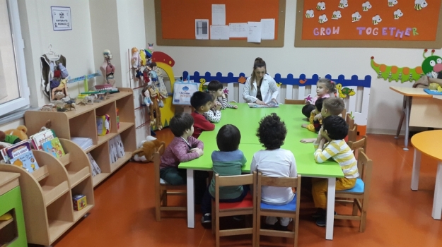 Güneşli Okyanus Koleji Okul Öncesi Çiçekler Grubu El Kuklası Yapıyor