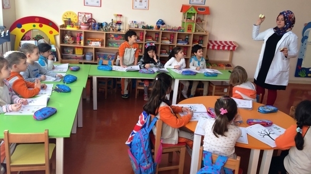Güneşli Okyanus Koleji Okul Öncesi Gökkuşağı Grubu Okuma -Yazma Çalışması Yapıyor