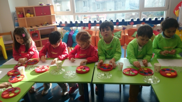 Halkalı Okyanus Koleji Okul Öncesi Ay Grubu Sanat Dersinde