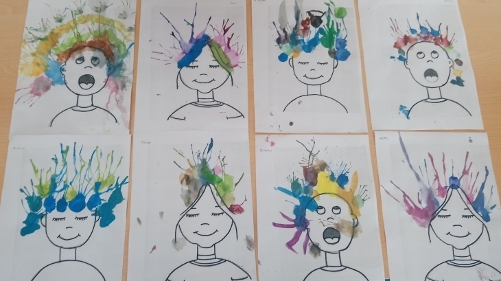İncek Okyanus Yıldızlar Grubu Sanat Etkinliğinde Pipetle Boya Üfleme Çalışması Yaptılar.