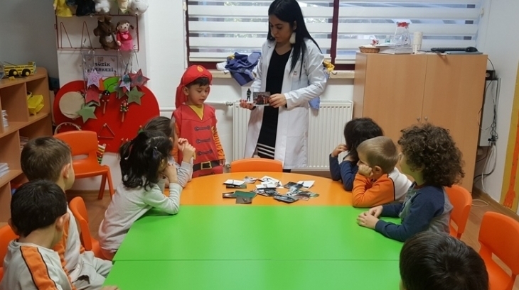 Okul Öncesi Mercan Grubu Bilingual Dersinde Meslekler Konusunu İşliyor
