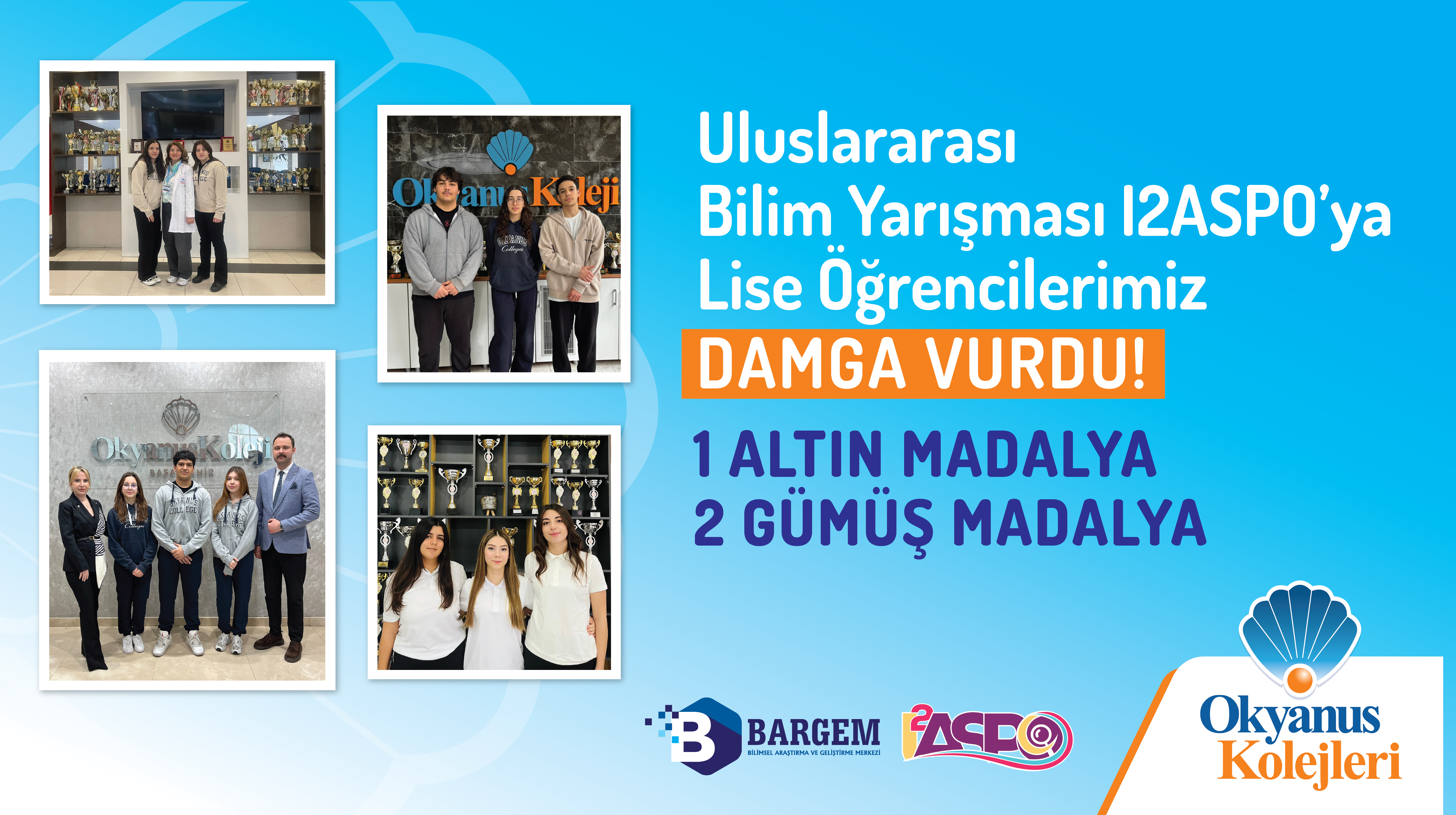 Okyanus Koleji Öğrencilerimizden I2ASPO’da Büyük Başarı: 1 Altın, 2 Gümüş Madalya