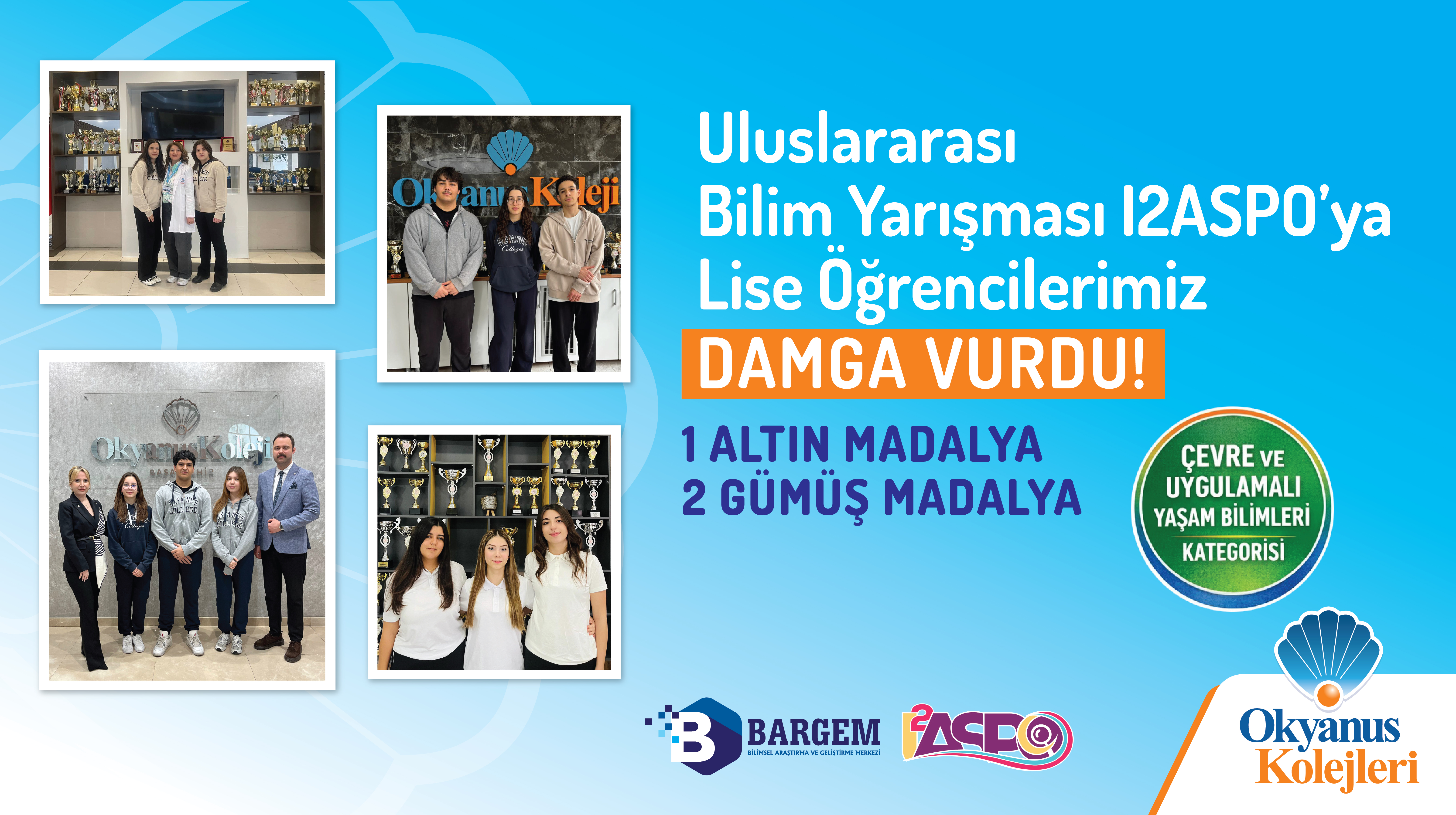 Okyanus Koleji Öğrencilerimizden I2ASPO’da Büyük Başarı: 1 Altın, 2 Gümüş Madalya