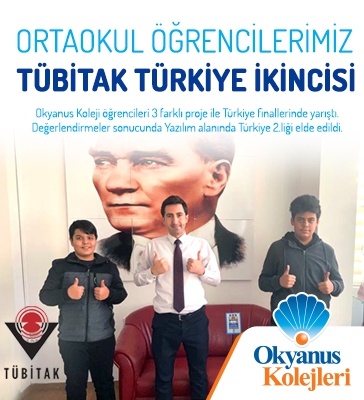 Ortaokul Öğrencilerimiz TÜBİTAK Türkiye İkincisi