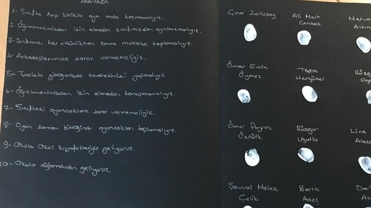 İncek Okyanus Okul Öncesi İnciler Sınıfı Sınıf Kurallarından Oluşan İnciler Anayasasını oluşturdular.