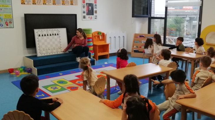 Okul Öncesi Deniz Yıldızı Grubu Satranç Dersinde