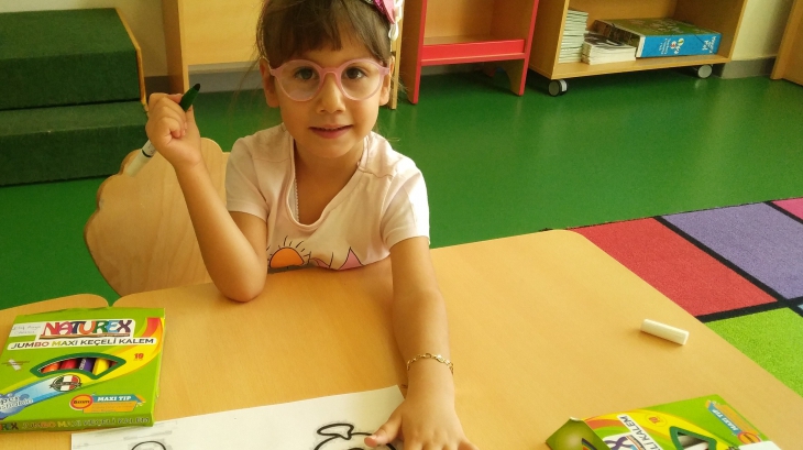 Eryaman Okyanus Koleji Okul Öncesi Bölümü Mercan Grubu Öğrencileri Okuma Yazmaya Hazırlık Dersinde