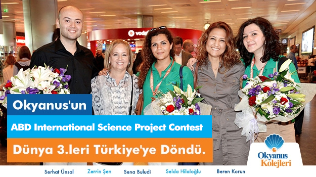 Okyanus'un, ABD International Science Project Contest Olimpiyatı Dünya 3.'lerine Sürpriz Karşılama