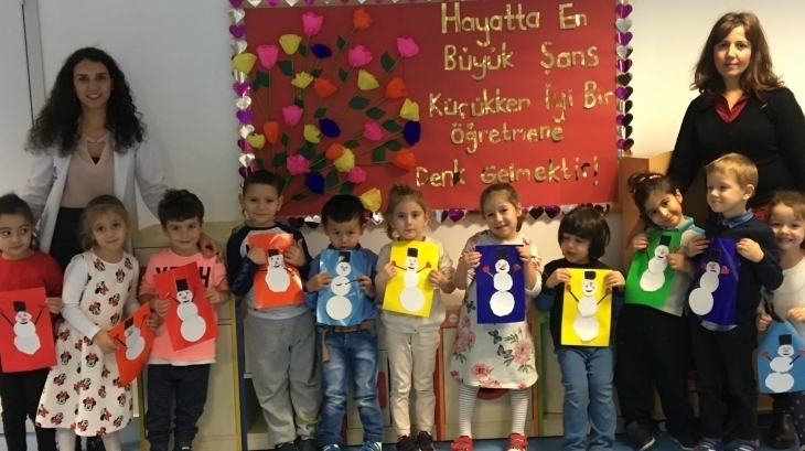 Okul Öncesi İnciler Sınıfı Veli Katılımında “Kardan Adam” Etkinliği Yapıyor