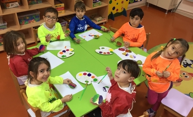 Güneşli Okyanus Koleji Okul Öncesi Gökkuşağı Grubu Sanat Etkinliğinde