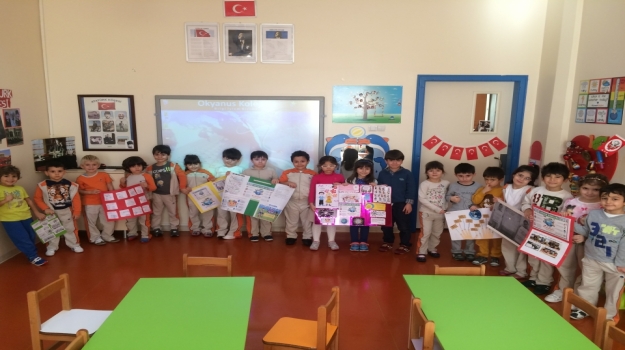 Güneşli Okyanus Koleji Okul Öncesi Gezegenler Sınıfı Proje Dersinde Çocuk Haklarını Öğreniyor