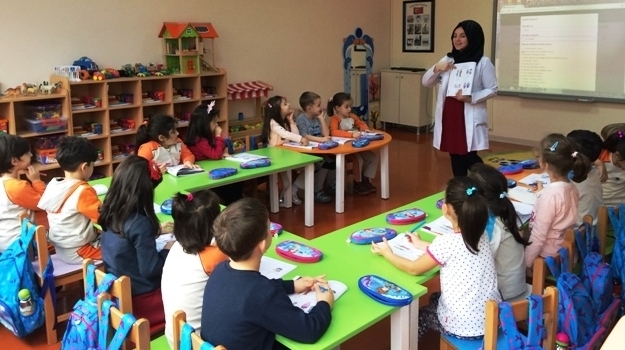 Güneşli Okyanus Koleji Okul Öncesi Gökkuşağı Grubu  Okuma Yazmaya Hazırlık Çalışması Yapıyor