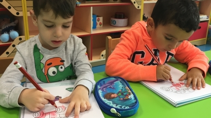 Halkalı Okul Öncesi Kuşlar Grubu Öğrencileri Okuma -Yazma Etkinliğinde
