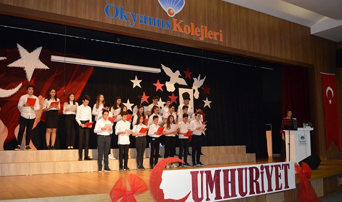 İncek Okyanus Kolejinde Cumhuriyetimizin 96. yılı tüm coşkusuyla kutlandı.