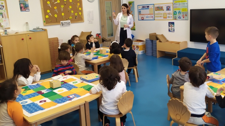 Bayrampaşa Okyanus Koleji Okul Öncesi Gökkuşağı Grubu Cubetto ile Kodlama Dersinde