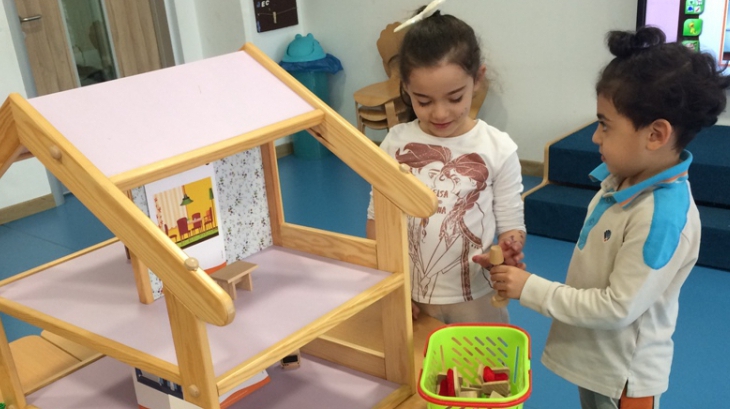 Bayrampaşa Okyanus Okul Öncesi Gökkuşağı ve Bulutlar Sınıfı İngilizce Dersinde Evin Bölümlerini Öğreniyor