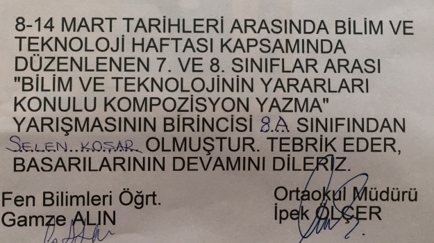 Eryaman Kampüsü Ortaokulu Blim ve Teknoloji Haftası Yarışmaları