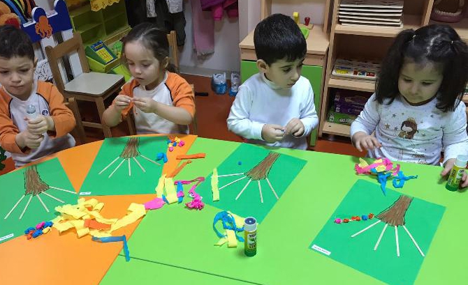 Güneşli Okyanus Koleji Okul Öncesi Çiçekler Grubu Öğrencileri Sanat Etkinliği Dersinde