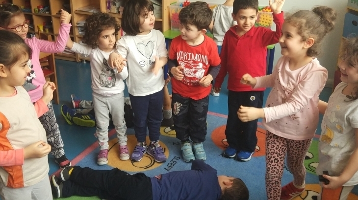 Halkalı Okul Öncesi İnciler Grubu Öğrencileri İngilizce Dersinde