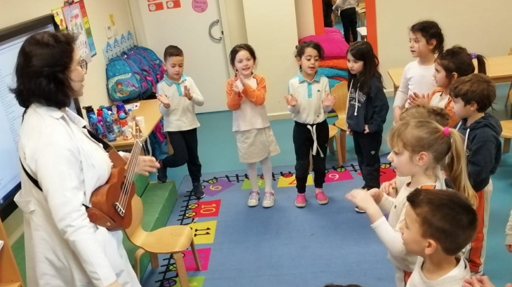 Mavişehir Okyanus Koleji Okul Öncesi Balıklar Grubu Müzik Dersinde