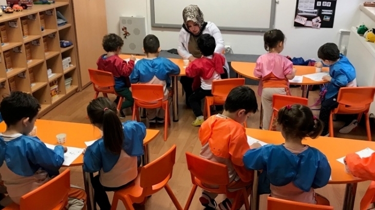 Okul Öncesi Deniz Yıldızları Grubu Öğrencileri Okuma Yazmaya Hazırlık Çalışması Etkinliğinde