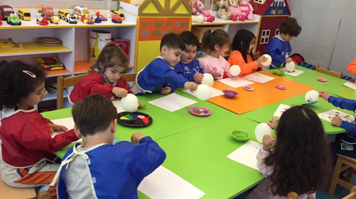 Beykent Okyanus Koleji Okul Öncesi Çiçekler Sınıfı Resim Etkinliğinde