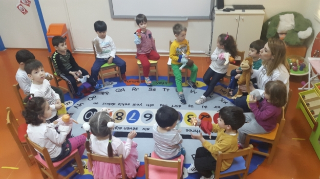 Güneşli Okyanus Okul Öncesi Çiçekler Grubu İsim Bulmaca Oynuyor