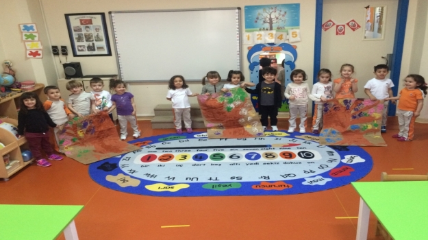 Güneşli Okyanus Okul Öncesi Rüzgârlar Grubu İlkbahar Ağacı Yapıyor