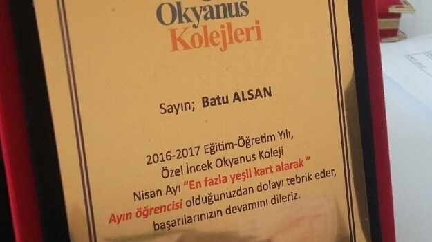 İncek Kampüsü Ortaokul Kademesi Nisan Ayı Örnek Öğrencimiz Belli Oldu