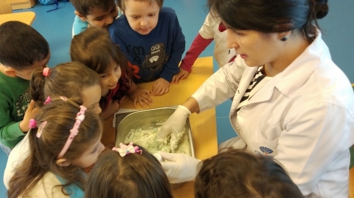 İncek Okyanus Okul Öncesi Çiçekler Grubu Fen ve Doğa Dersinde Oyun Hamuru Hazırladılar.