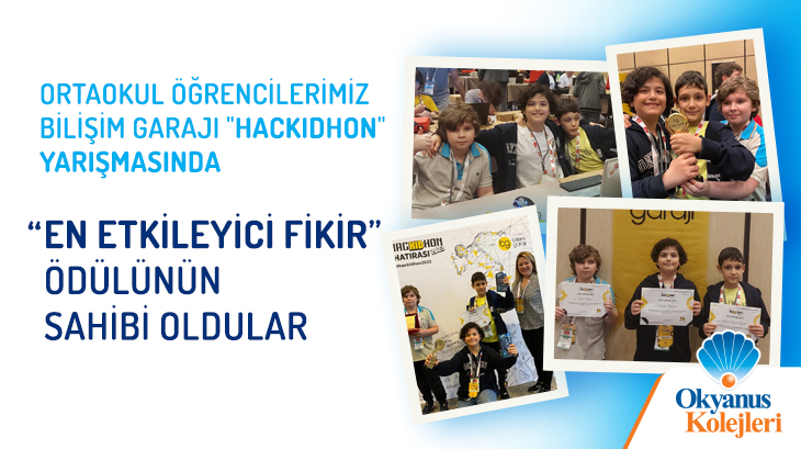 Okyanus Koleji Ortaokul öğrencilerimiz "En Etkileyici Fikir" ödülü aldı..