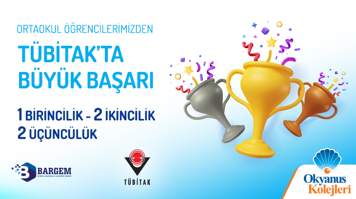 ORTAOKUL ÖĞRENCİLERİMİZDEN TÜBİTAK'TA BÜYÜK BAŞARI 1 BİRİNCİLİK  2 İKİNCİLİK  2 ÜÇÜNCÜLÜK