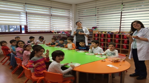 Okul Öncesi Gökkuşağı Grubu Lezzetli Bir Bilingual İngilizce Dersinde