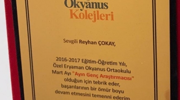 Eryaman Kampüsü Ortaokulda Mart Ayı "Genç Araştırmacılar" Yarışmasının Ödülü Sahibini Buldu