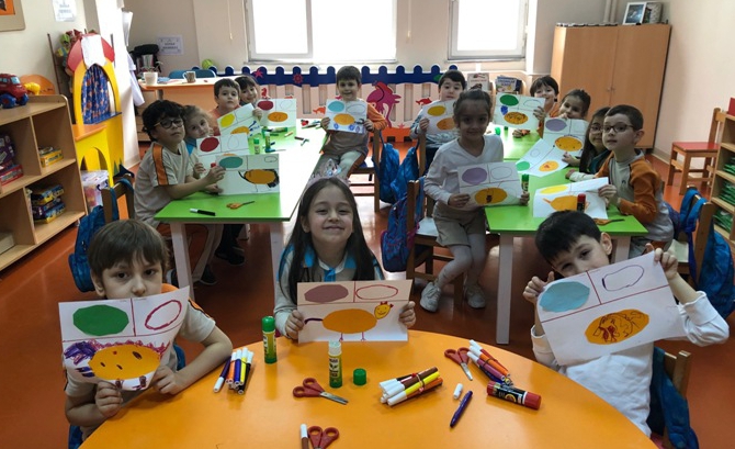 Güneşli Okyanus Koleji Okul Öncesi Gezegenler Grubu Oval Şeklini Öğreniyor