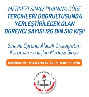 Merkezi Sınav Puanına Göre Tercihleri Doğrultusunda Yerleştirilecek Olan Öğrenci Sayısı 126 bin 510 Kişi