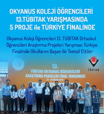 Okyanus Koleji Öğrencileri 13. TÜBİTAK Ortaokul Öğrencileri Araştırma Projeleri Yarışması Türkiye Finalinde Yarıştılar.