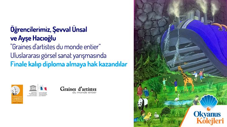 "Graines d'artistes du monde entier’’ Uluslararası Görsel Sanat Yarışmasında Öğrencilerimiz Finale Kalıp Diploma Almaya Hak Kazandılar