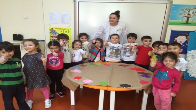 Güneşli Okul öncesi Gökkuşağı Grubu Renk Deneyi Yapıyor