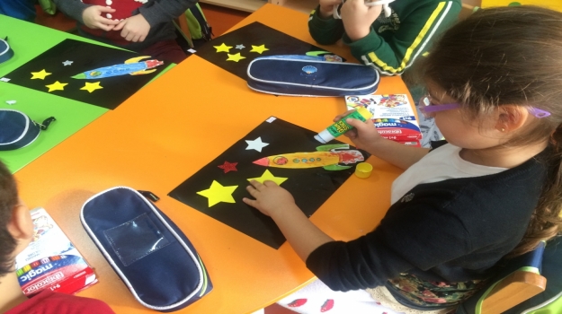 Güneşli Okyanus Koleji Okul Öncesi Gezegenler Sınıfı Sanat Etkinliğinde