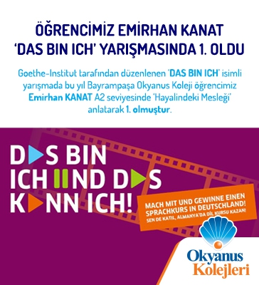 Öğrencimiz Emirhan Kanat ‘DAS BIN ICH’ (BU BENİM) Yarışmasında Birinci Oldu