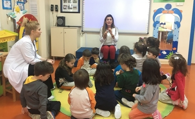 Güneşli Okyanus Koleji Okul Öncesi Balıklar  Grubu Bilingual Dersinde