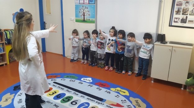 Güneşli Okyanus Koleji Okul Öncesi Çiçekler Grubu Sağ Sol Kavramını Öğreniyor